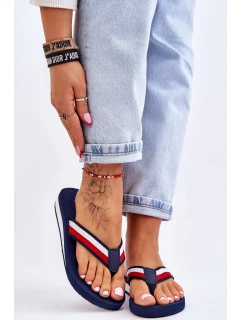 Damskie Klapki Japonki Na Platformie Big Star LL274779 Granatowe