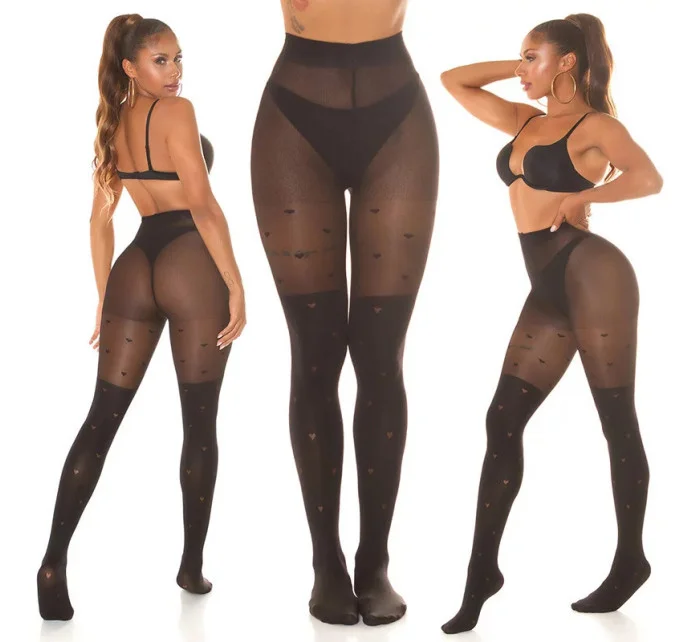Dámske sexy pančuchy "Hearts" SH6718 čierne - In-StyleFashion Dámske sexy pančuchy "Hearts" SH6718 čierne - In-StyleFashion