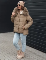 Dámska zimná bunda FIXMIX s prešívanou kapucňou béžová FashionStreet TY4673