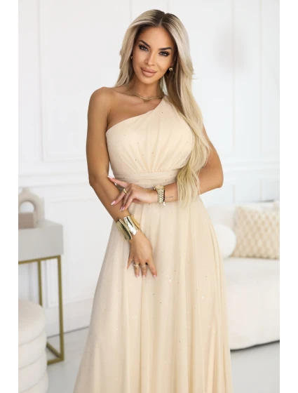 Dlouhé třpytivé večerní šaty na jedno rameno model 21943569 - numoco basic