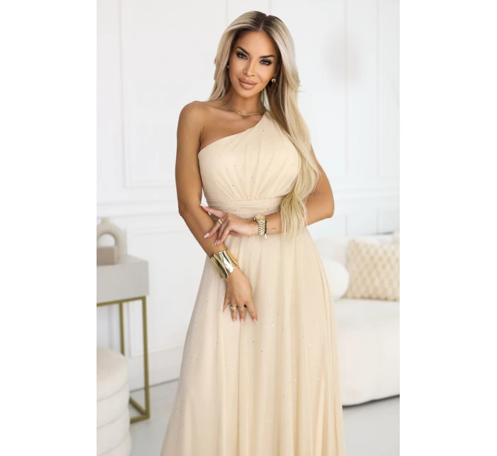 Dlouhé třpytivé večerní šaty na jedno rameno model 21943569 - numoco basic