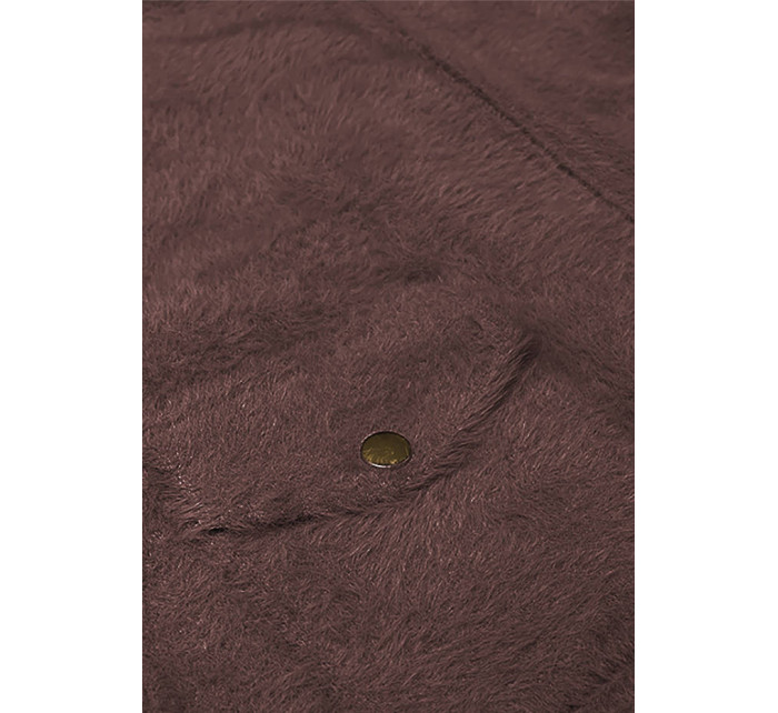 Krátka vlnená bunda typu "alpaka" v čokoládovej farbe (553)