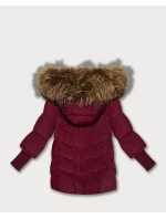 Dámská zimní bunda ve vínové bordó barvě s stahovacími lemy model 21779090 - HAPPY HOUSE