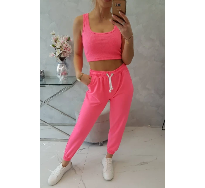 Súprava top+nohavice ružová neónová