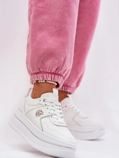 Damskie Buty Sportowe Na Platformie Białe Caldeno