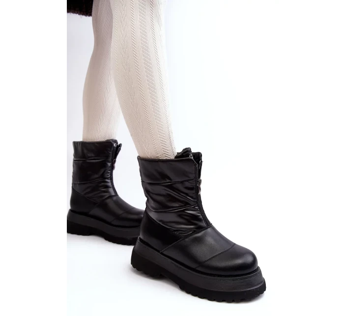 Dámské sněhule na silné podrážce se zipem GOE černá