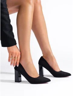 Krásne čierne dámske lodičky na širokom podpätku