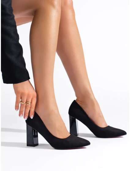 Krásne čierne dámske lodičky na širokom podpätku Krásne čierne dámske lodičky na širokom podpätku