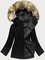 Dámska zimná bunda s kapucňou čierna (j9-066)