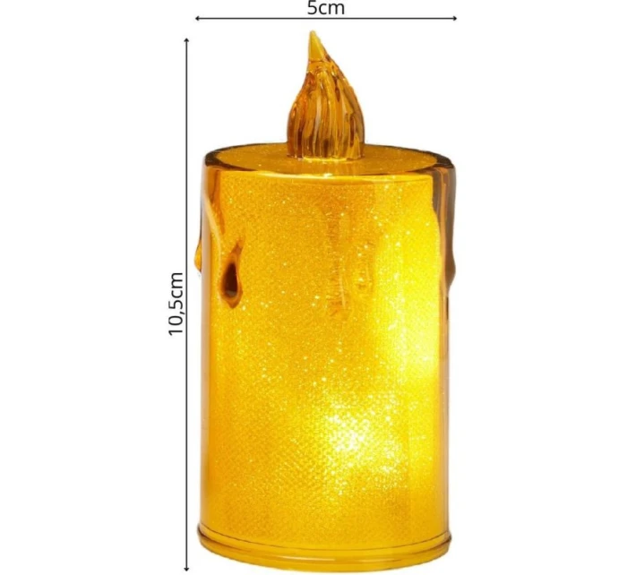 DEKORATÍVNA SVIEČKA 8 CM JANTÁROVÁ TEPLÁ BIELA 1 LED
