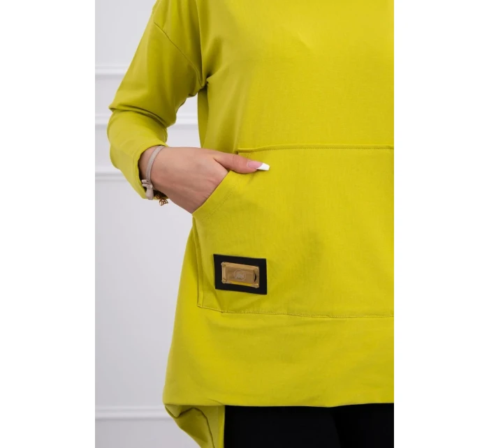 Mikina s dlhým chrbtom a kapucňou kivi