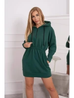 Zateplené šaty s kapucňou tmavo zelené Zateplené šaty s kapucňou tmavo zelené