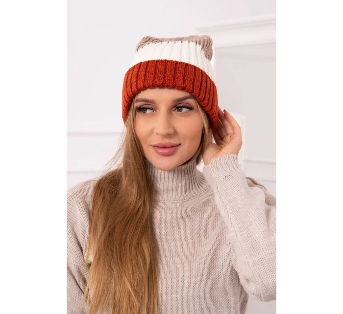 Fleecová čiapka Bojana K265 červená+ecru+beige Fleecová čiapka Bojana K265 červená+ecru+beige