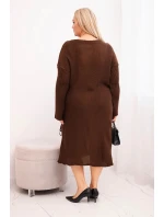 Dámská šaty Plus Size s oversize s kapsou čokoládová model 21798763 - K-Fashion