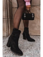 Botki Kowbojki Damskie Na Słupku Eko Zamszowe Czarne Carissa