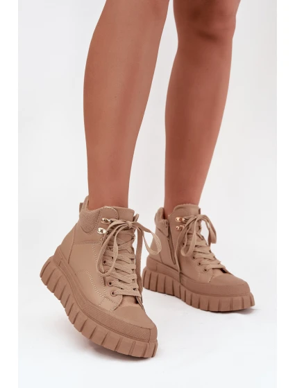 Dámské zateplené kozačky trapery na platformě Camel Carenna