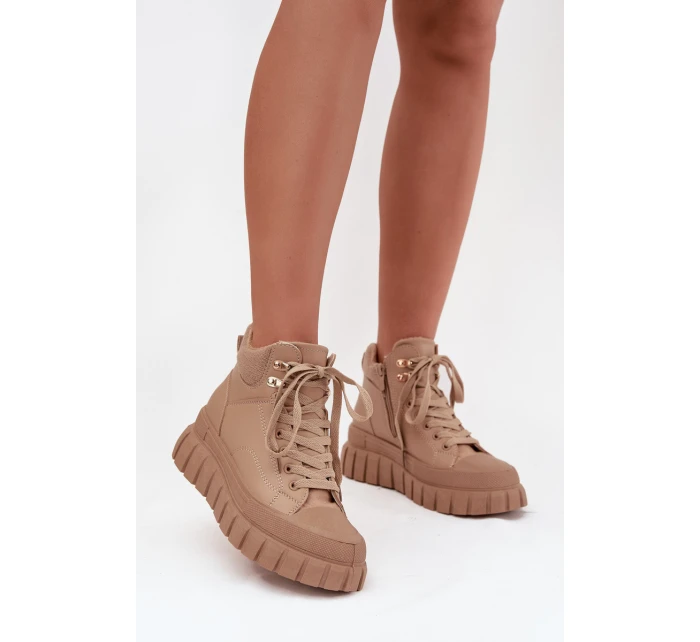 Dámské zateplené kozačky trapery na platformě Camel model 21747749 - Boto