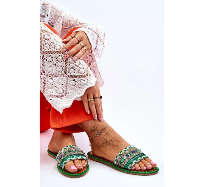 Dámské zdobené pantofle Zelene Bellisa