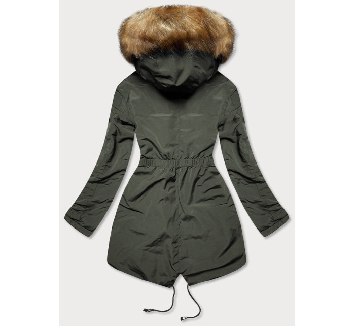 Obojstranná dámska zimná bunda v army-sivej farbe (M-21508)