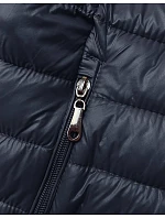 Prešívaná vesta s kapucňou v tmavomodrej farbe (16M9138-215)