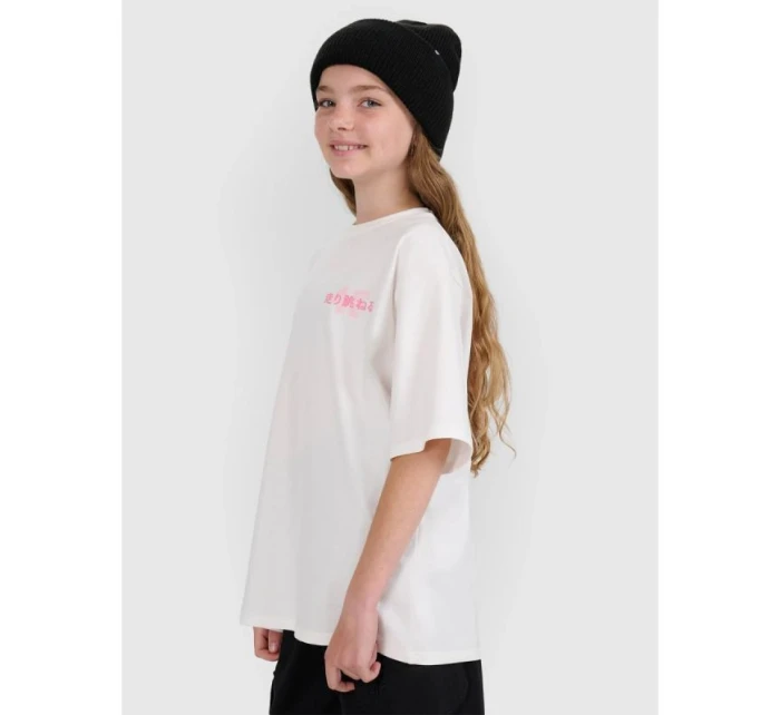 Dievčenské tričko oversize s potlačou 4F 4FJRAW25TTSHF2935-11S Dievčenské tričko oversize s potlačou 4F 4FJRAW25TTSHF2935-11S
