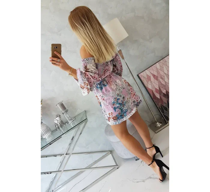 Španielske kvetinové fialové šaty