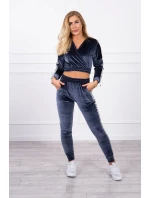 Velúrová súprava s nápisom Queen graphite