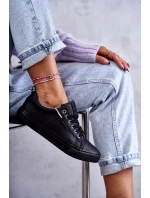 Niskie Damskie Skórzane Trampki Big Star KK274006 Czarne