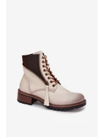 Botki Damskie Ocieplane Na Klocku Vinceza 58559 Beżowe