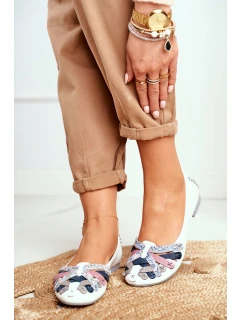 Baleriny Damskie Maciejka Skórzane Białe 01358