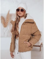 Dámská zimní manšestrová bunda tmavě béžová Dstreet model 21978704 - FashionStreet