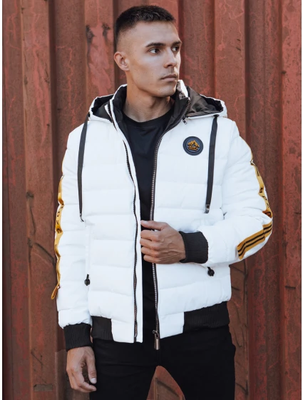 Pánská prošívaná zimní bunda s kapucí bílá Dstreet model 21980296 - FashionStreet Pánská prošívaná zimní bunda s kapucí bílá Dstreet model 21980296 - FashionStreet
