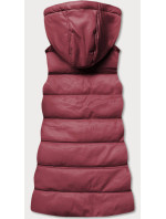 Teplá dámská vesta ve vínové bordó barvě z eko kůže model 17505516 - HONEY WINTER