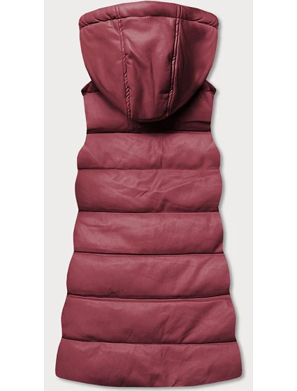 Teplá dámská vesta ve vínové bordó barvě z eko kůže model 17505516 - HONEY WINTER
