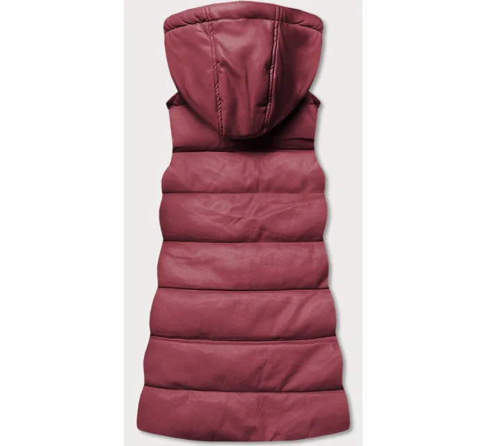 Teplá dámska vesta vo vínovej bordovej farbe z eko kože (D-3231-67)