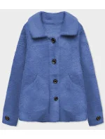 Prehoz na posteľ s krátkymi gombíkmi alpaka modrý (537)