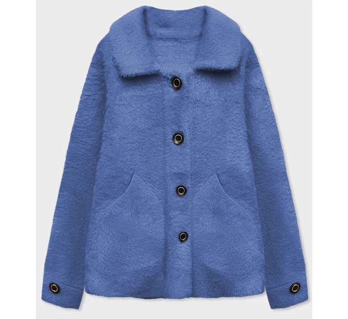 Prehoz na posteľ s krátkymi gombíkmi alpaka modrý (537)