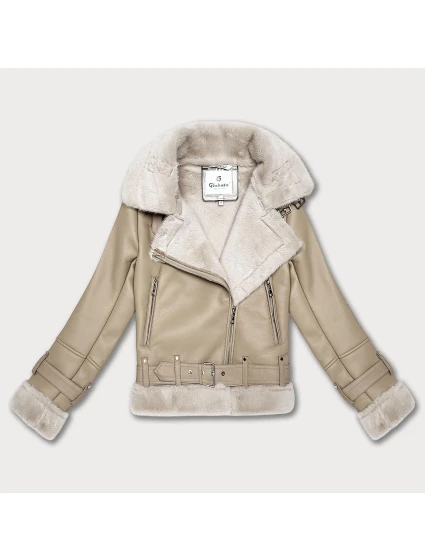 Zimná bunda v teplej béžovej farbe s kožušinovou podšívkou Glakate (238025##)