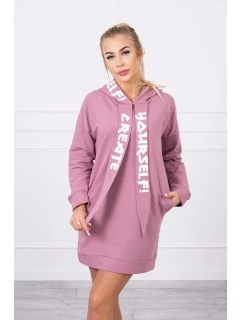 Oversize šaty s kapucí tmavě růžové