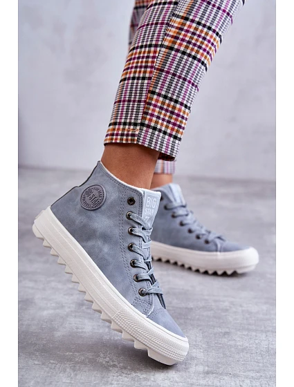 Dámské Kožené Teplé Tenisky Big Star model 21558863 Světle Modré - Big Star Shoes Dámské Kožené Teplé Tenisky Big Star model 21558863 Světle Modré - Big Star Shoes