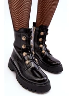 Dámské zateplené boty s ozdobnými knoflíky D&A model 21636866 Černé - S.Barski Dámské zateplené boty s ozdobnými knoflíky D&A model 21636866 Černé - S.Barski