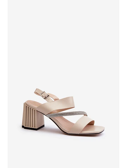 Dámské elegantní sandály na podpatku béžové D&A model 21656019 - S.Barski
