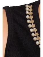 Spoločenské značkové šaty LUXESTAR zdobené perlami krátke čierne - Čierna - LUXESTAR
