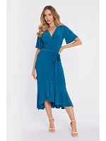 Zavinovacie midi šaty M912 v morskej modrej farbe – Stylove Zavinovacie midi šaty M912 v morskej modrej farbe – Stylove