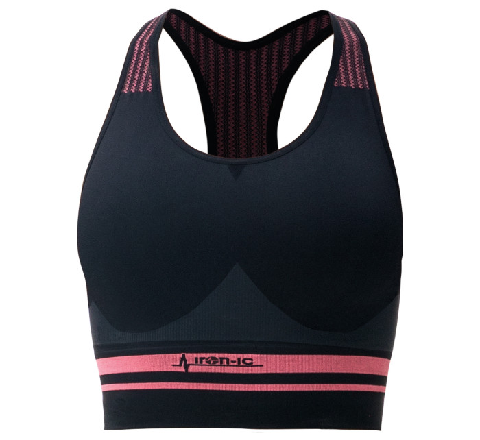 Športová podprsenka fitness IRON-IC - stredná podpora - čierno-ružová Farba: Čierno-ružová, Veľkosť: