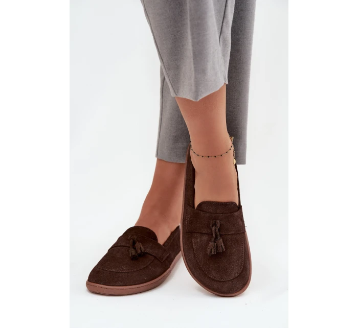 Skórzane Zamszowe Mokasyny Typu Barefoot Zazoo 322 Czekoladowe