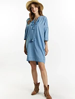 Džínsové šaty s vreckami DRE2850 modré - Monnari