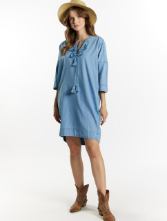 Džínsové šaty s vreckami DRE2850 modré - Monnari