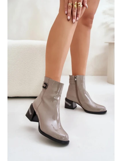 Boty na podpatku model 21722978 šedé Step in style - SWEET SHOES