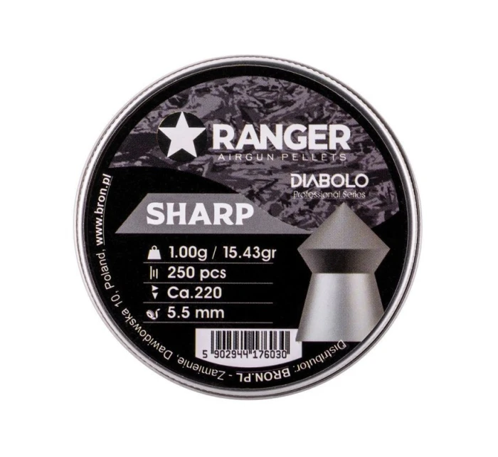 5,5 mm RANGER Diabolo Sharp Point 250 granúl 1,00 g